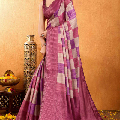 Mauve Zari Weaving Mysore Brocade Silk Saree