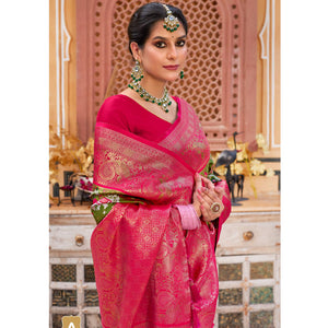 Mehendi Green Woven Art Silk Patola Saree With Tassels