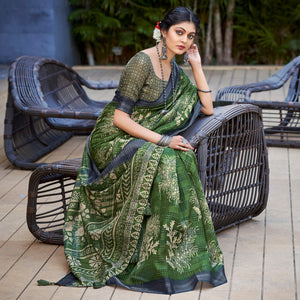 green-abstract-digital-printed-linen-saree