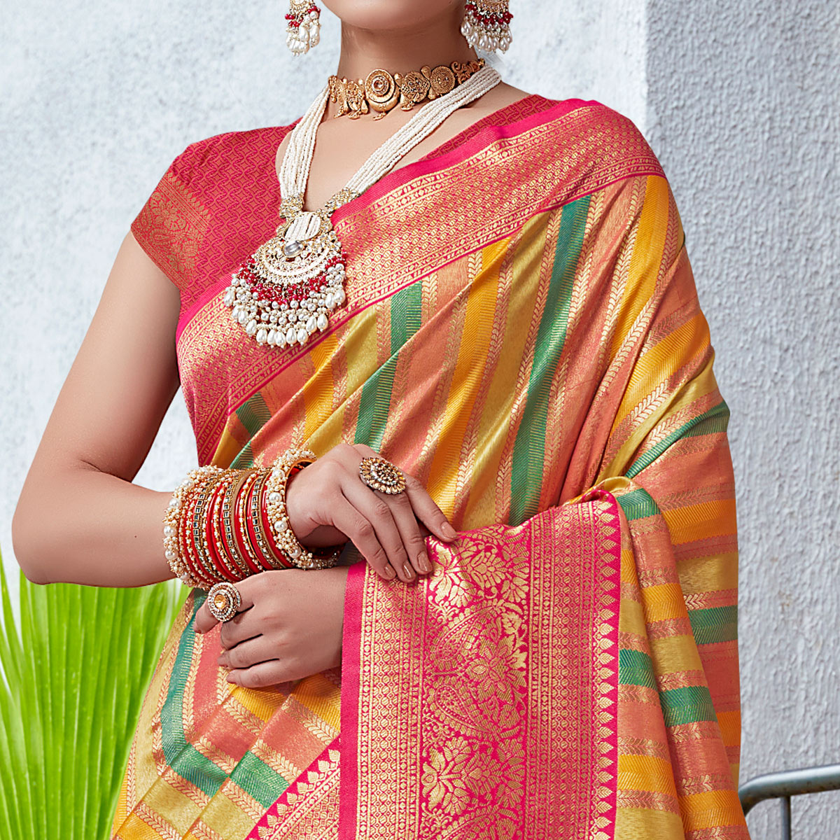 Multicolor Floral Woven Kanjivaram Silk Saree