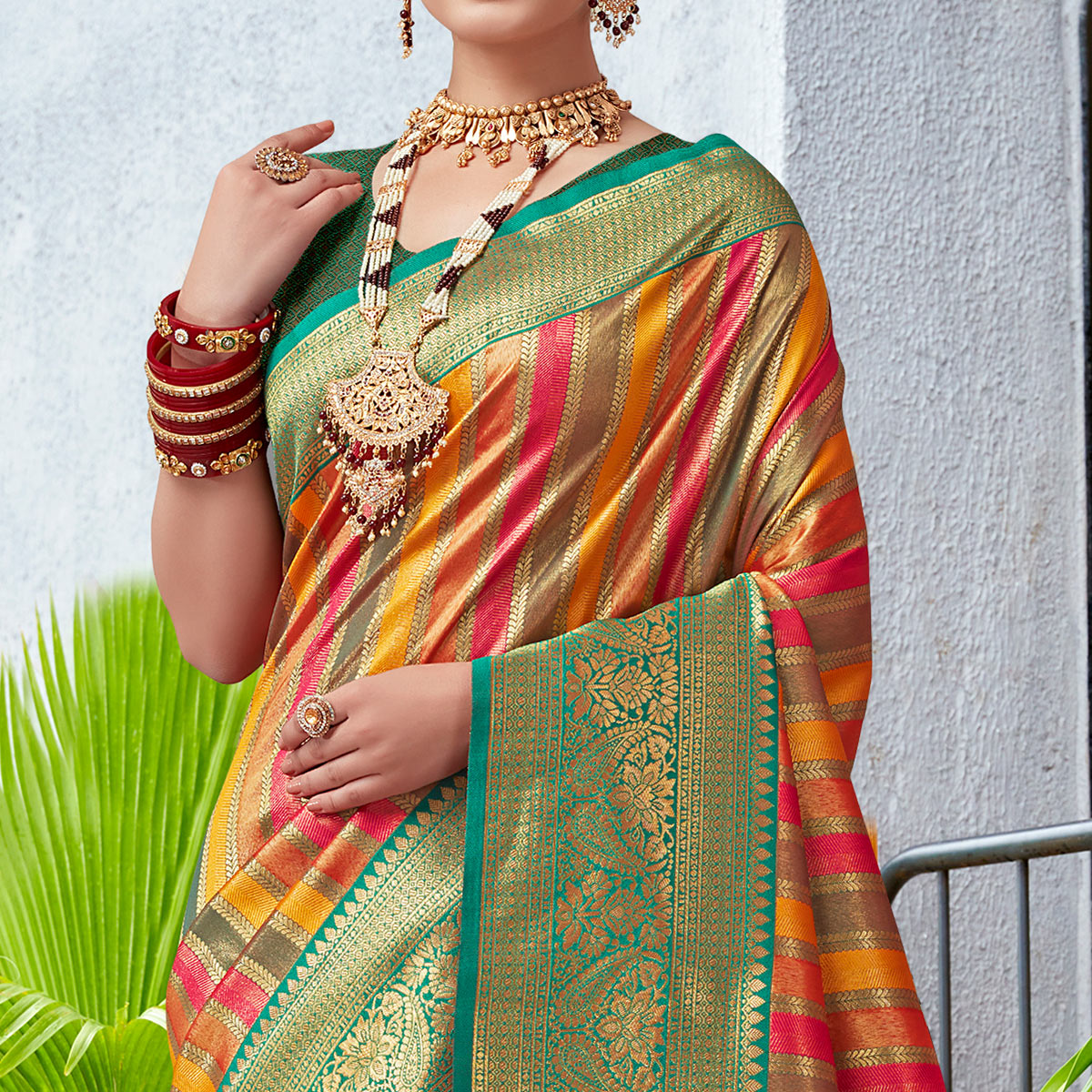 Multicolor Floral Woven Kanjivaram Silk Saree