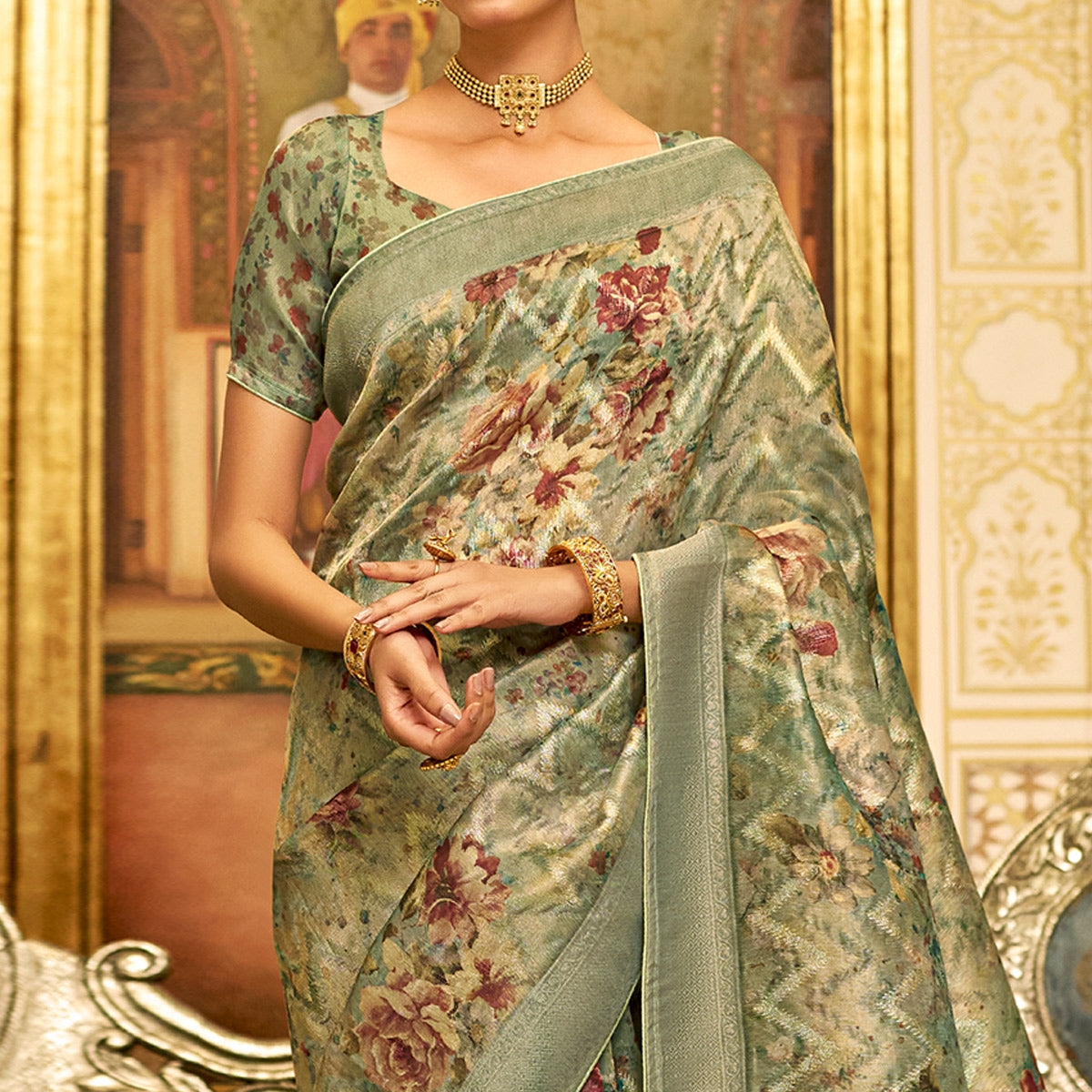 green-floral-digital-printed-tissue-saree-with-tassels-1