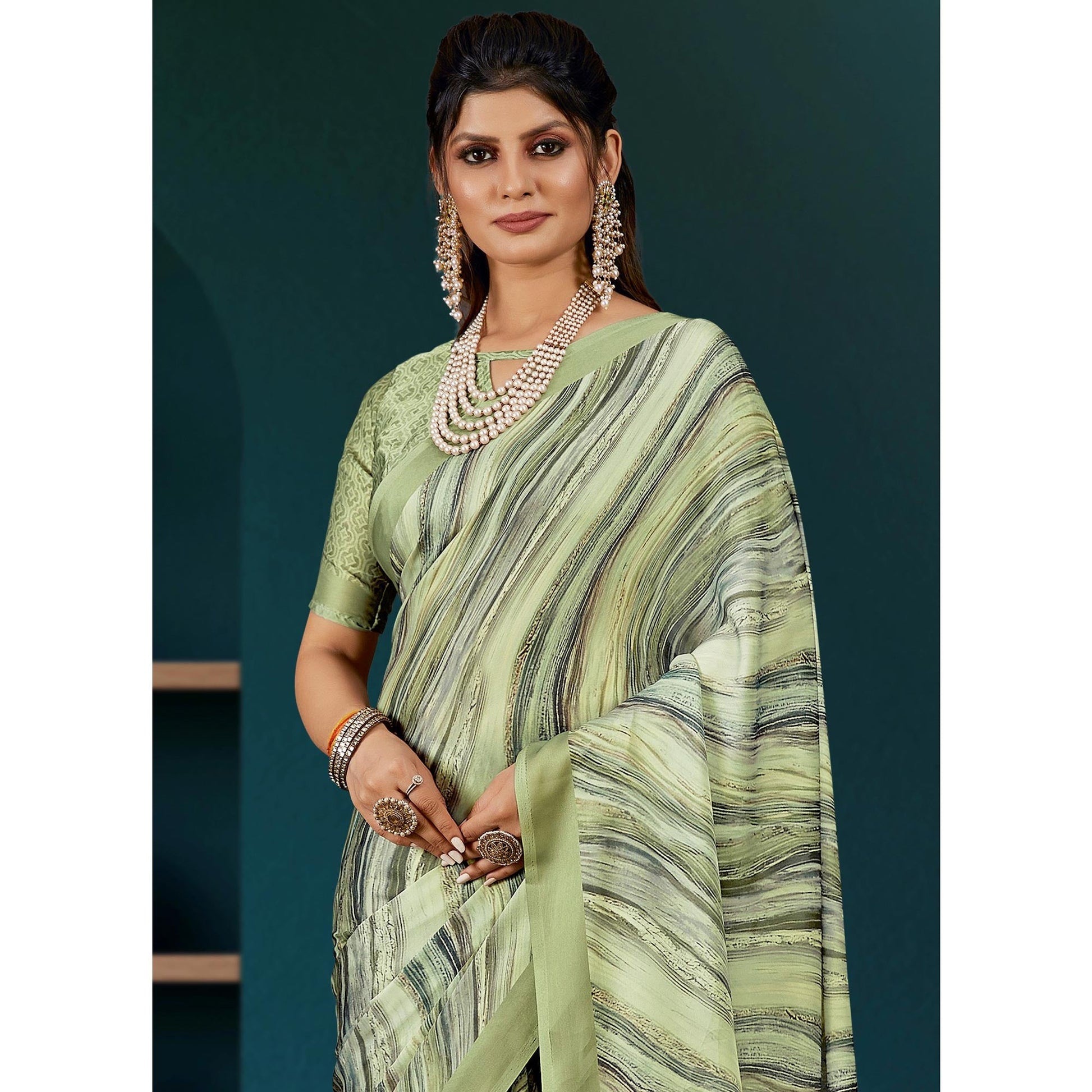 green-digital-printed-satin-saree-1
