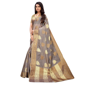 grey-festive-wear-floral-woven-organza-banarasi-saree-133847