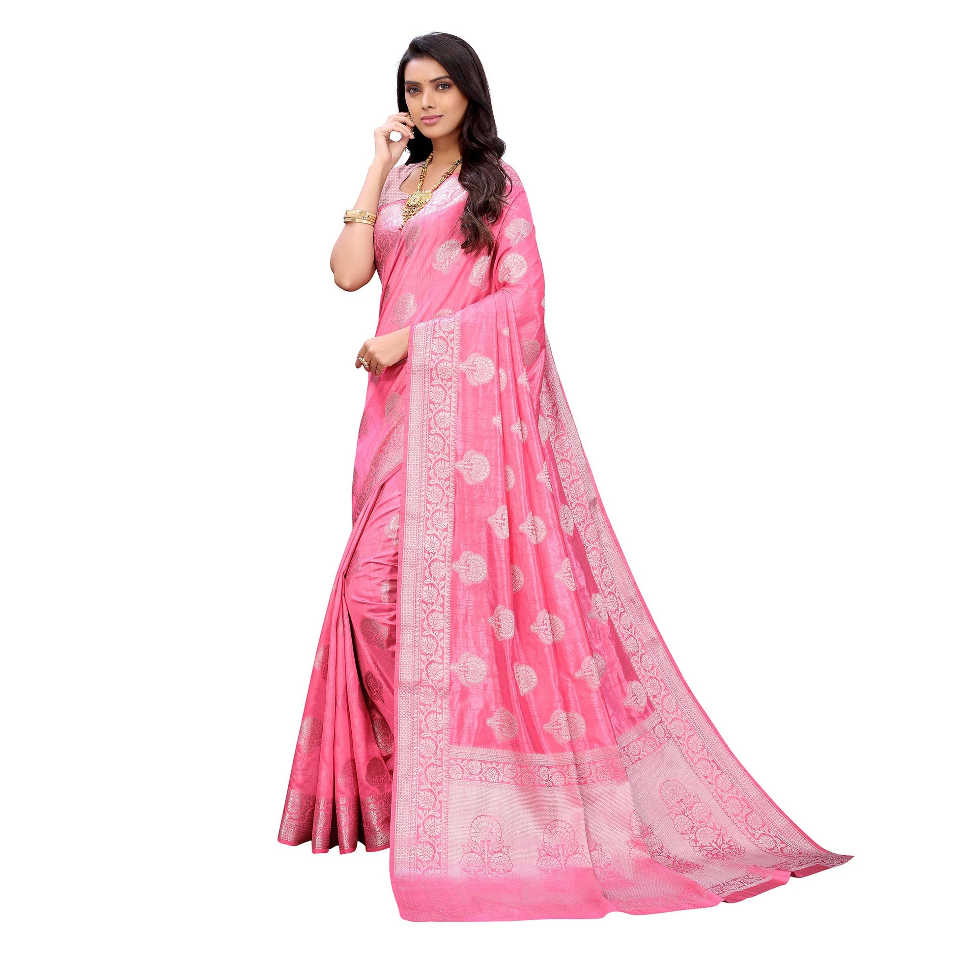 Gajari Pink Festive Wear Woven Art Silk Saree