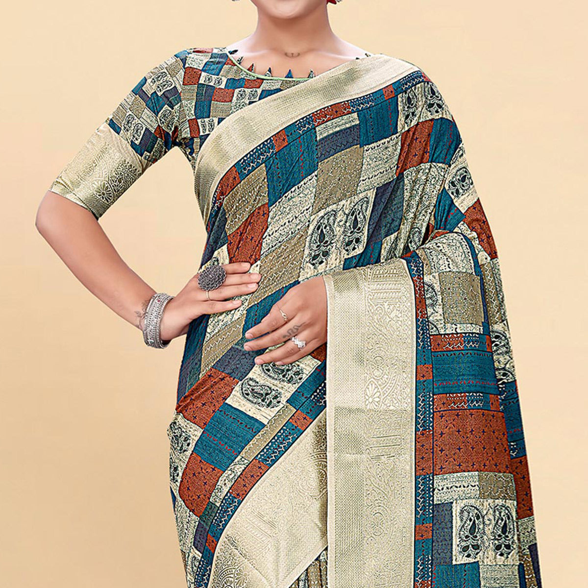Light Pista Green Digital Printed Pure Cotton Saree