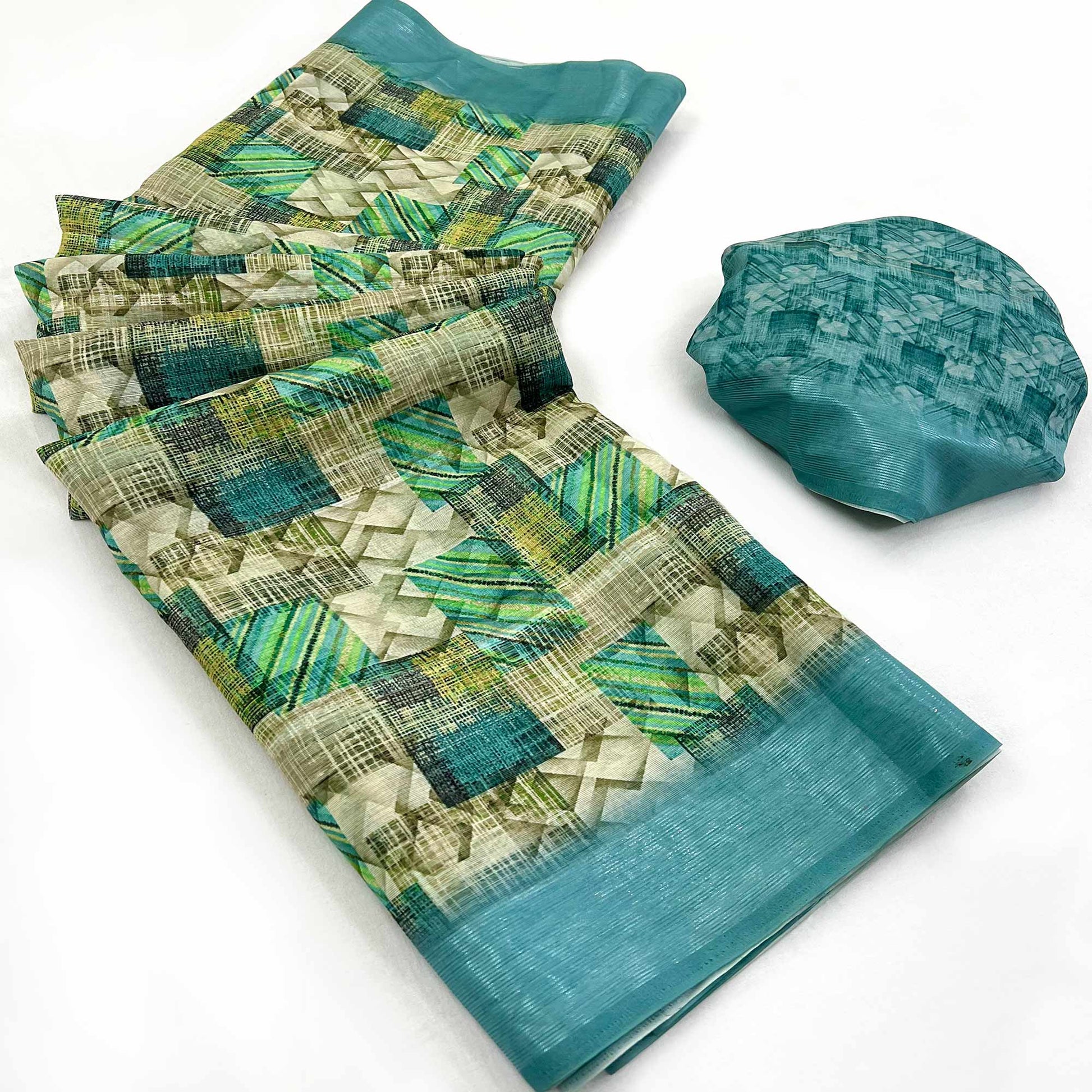 green-blue-digital-printed-cotton-blend-saree