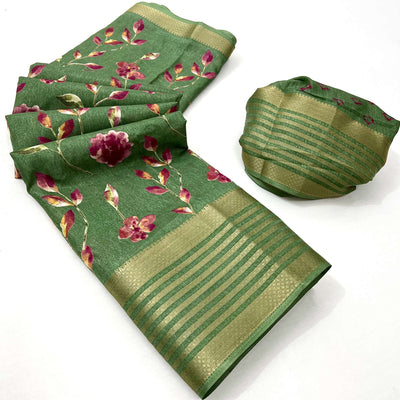 green-floral-digital-printed-dola-silk-saree