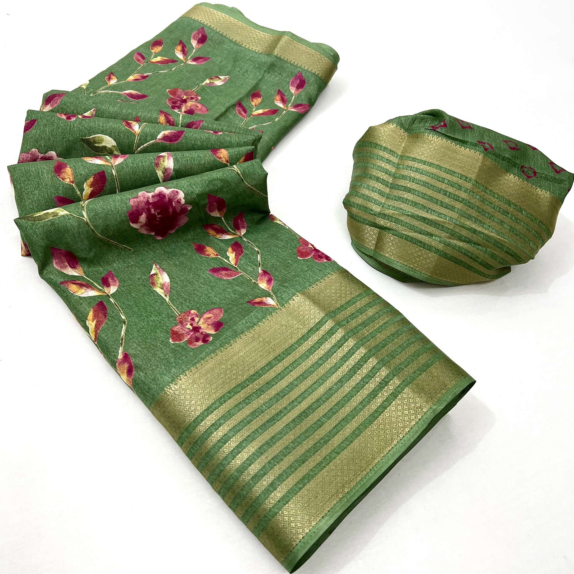 green-floral-digital-printed-dola-silk-saree
