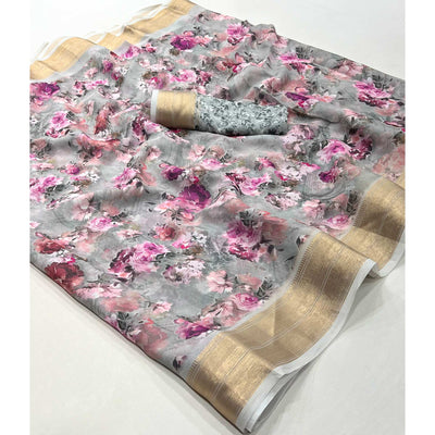 grey-floral-digital-printed-georgette-saree-with-zari-border