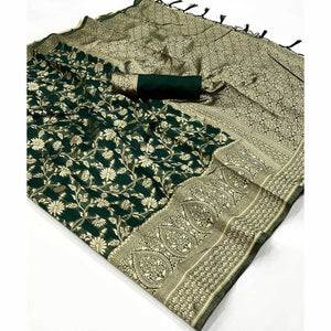 green-floral-woven-cotton-blend-saree-with-tassels-5