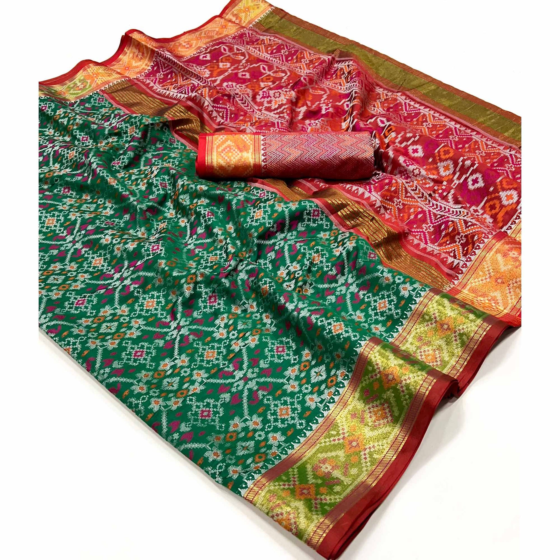 green-woven-cotton-silk-patola-saree