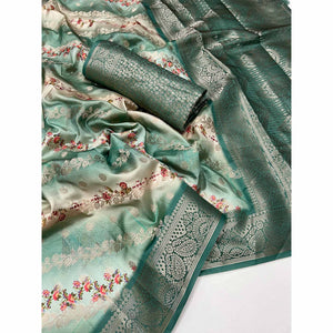 green-floral-woven-with-digital-printed-art-silk-saree