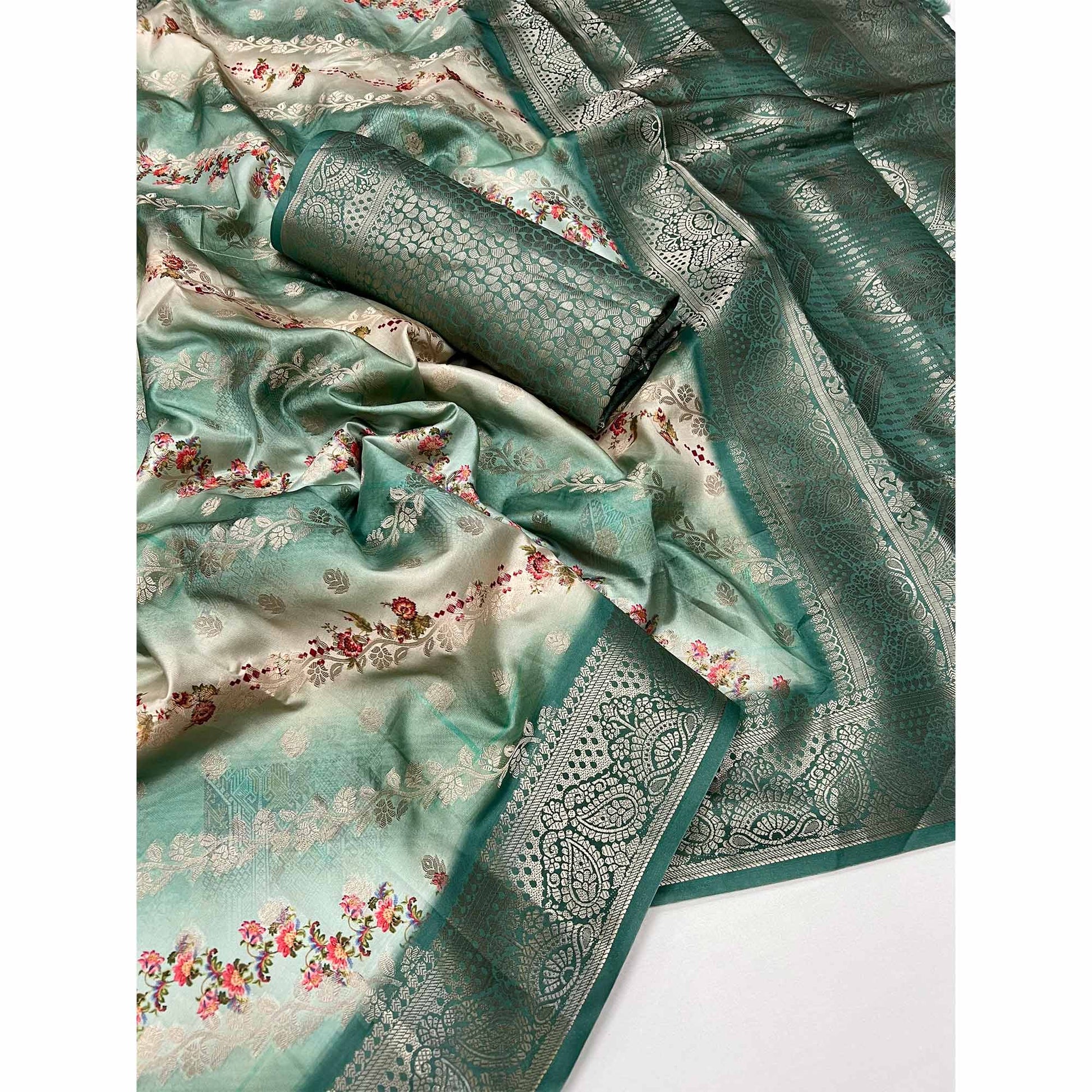 green-floral-woven-with-digital-printed-art-silk-saree