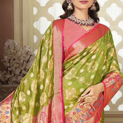 green-floral-woven-banarasi-silk-saree-with-tassels-20