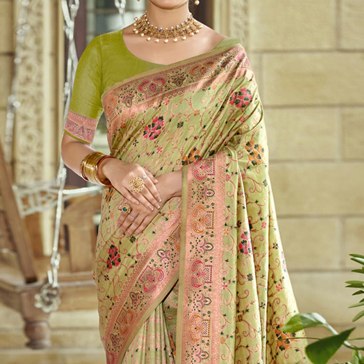 green-floral-zari-weaving-cotton-silk-saree