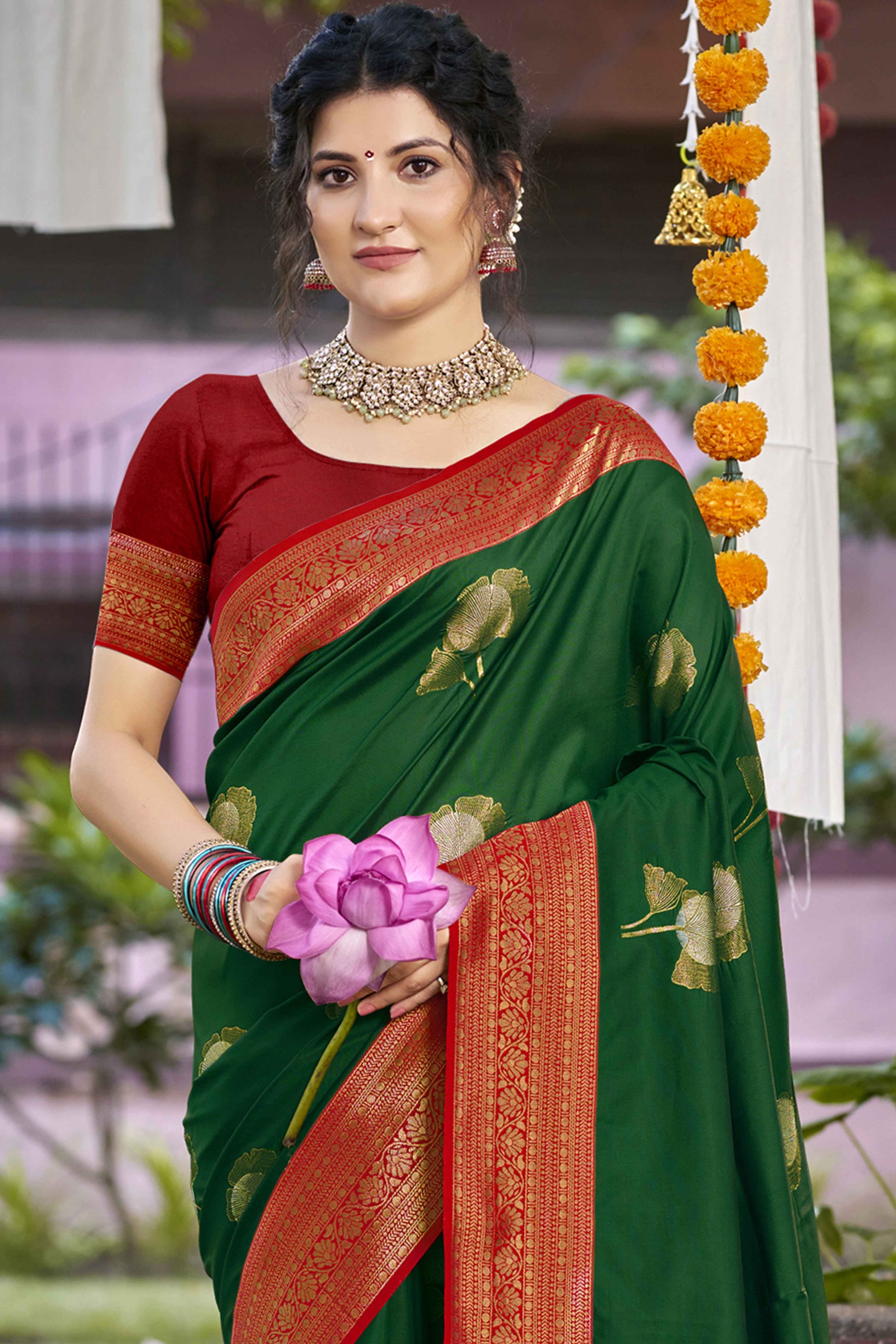 green-floral-woven-banarasi-silk-saree-with-tassels-21