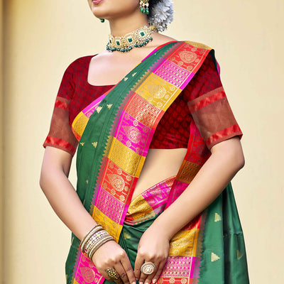 green-woven-banarasi-silk-saree-with-tassels-21