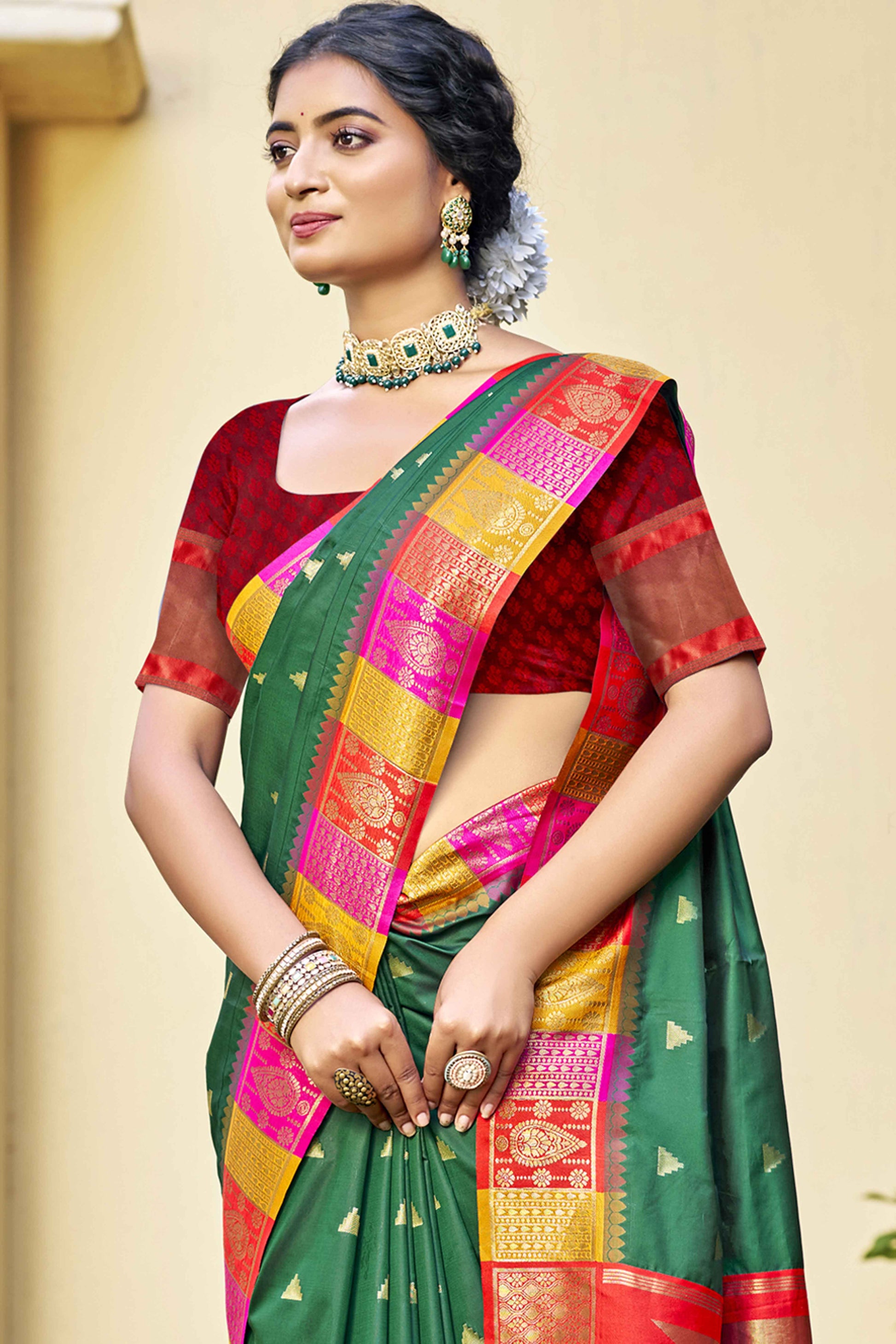 green-woven-banarasi-silk-saree-with-tassels-21