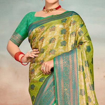 green-floral-woven-kanjivaram-silk-saree-with-tassels-4