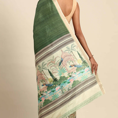 green-digital-printed-cotton-silk-saree-4