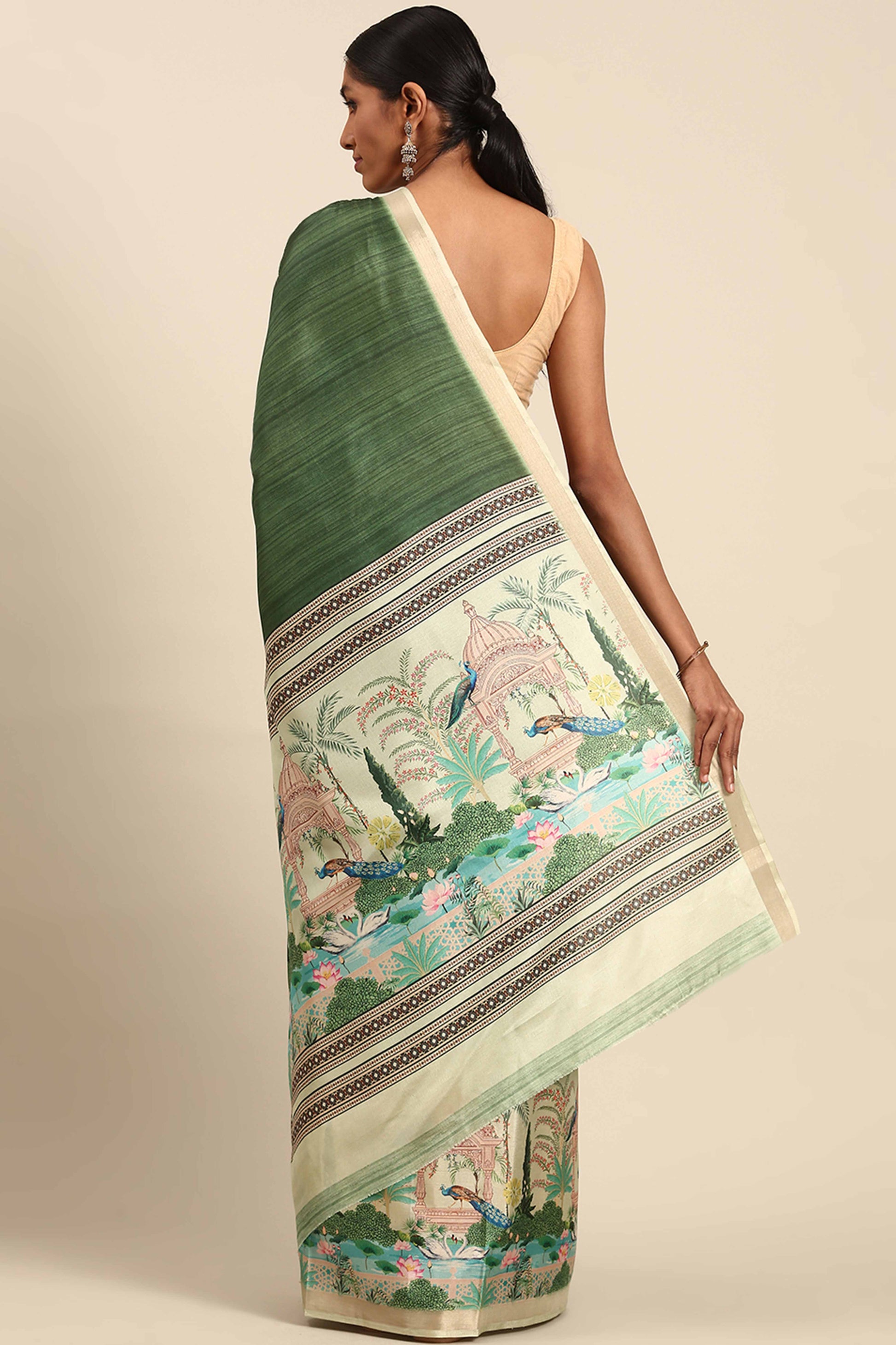 green-digital-printed-cotton-silk-saree-4