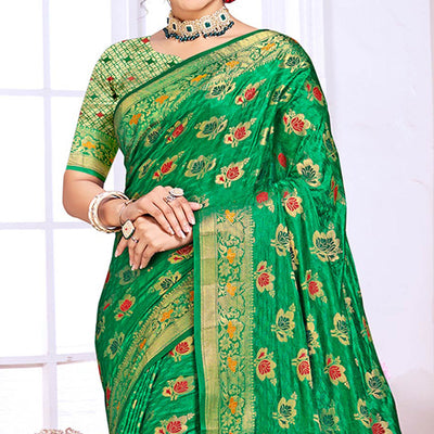 green-floral-woven-cotton-silk-saree-with-tassels-3