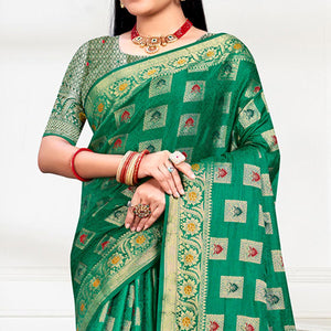 green-floral-woven-cotton-silk-saree-with-tassels-4
