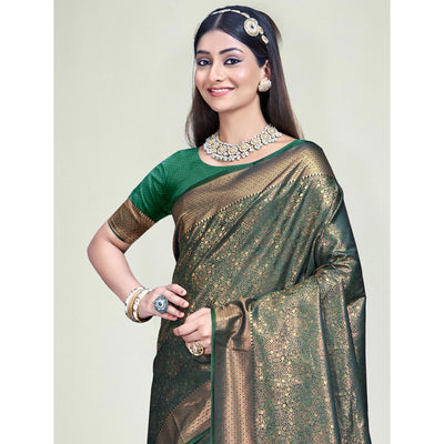 green-floral-woven-banarasi-silk-saree-with-tassels-10