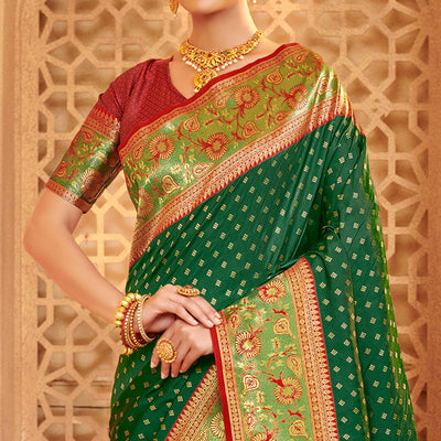 green-floral-woven-banarasi-silk-saree-with-tassels-7
