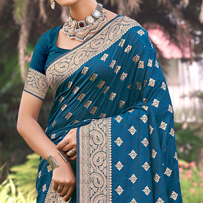 Morpich Floral Woven Kanjivaram Silk Saree With Tassels