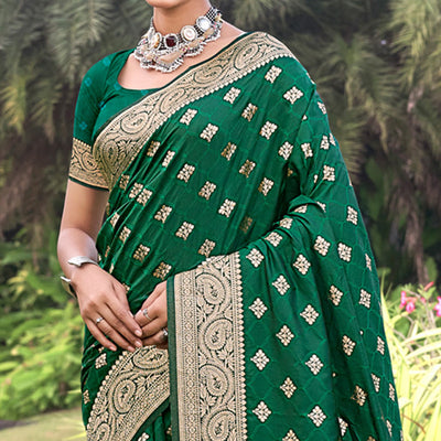 28green-floral-woven-kanjivaram-silk-saree-with-tassels