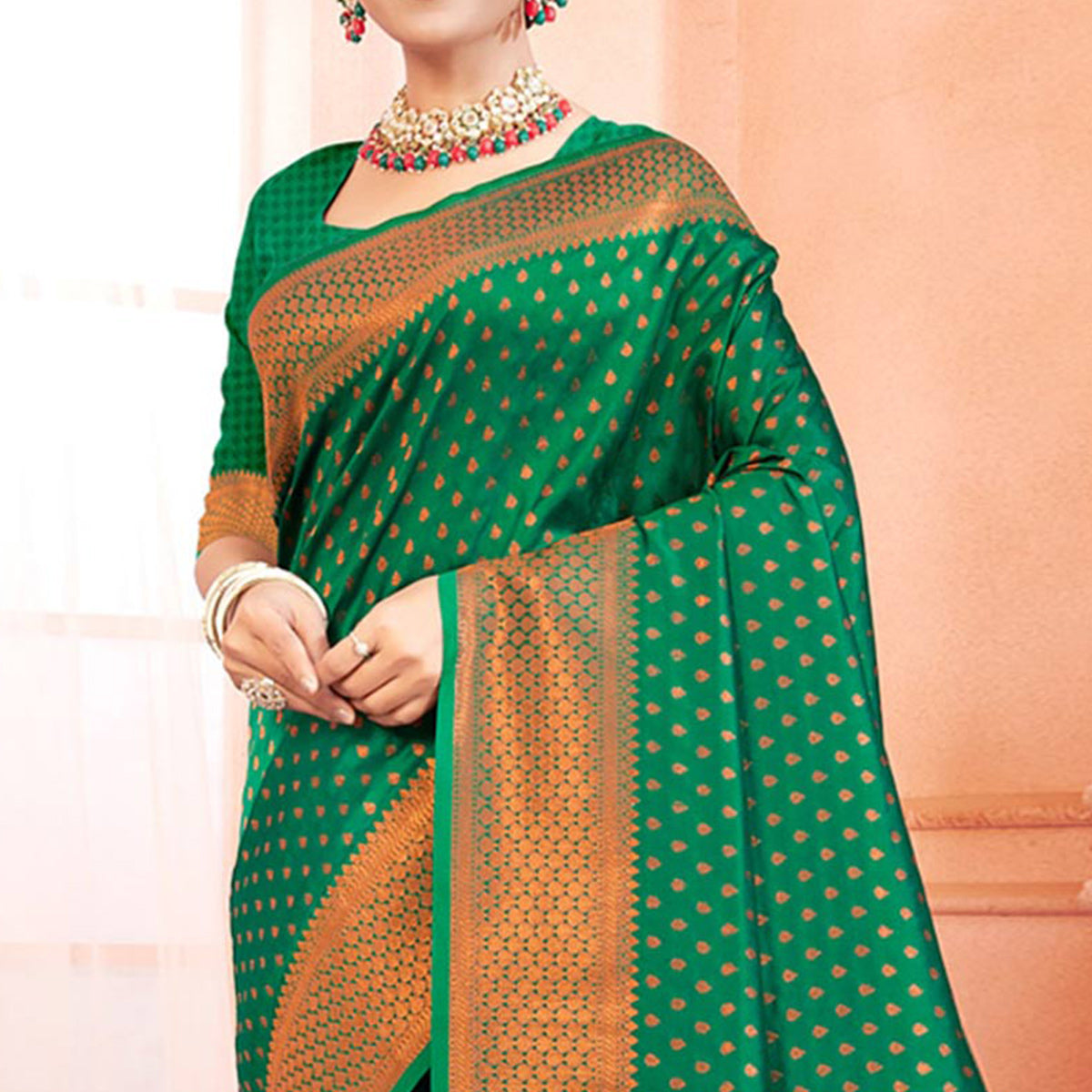 green-woven-banarasi-silk-saree-with-tassels-12