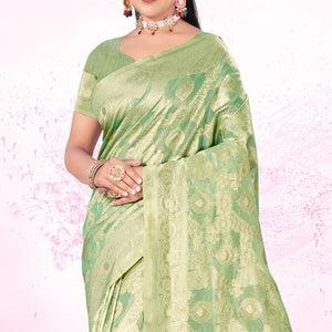 green-woven-cotton-blend-saree-1