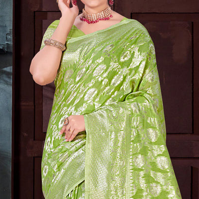 green-floral-woven-cotton-blend-saree-2