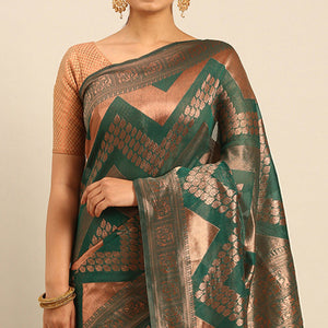 green-floral-woven-cotton-silk-saree-4