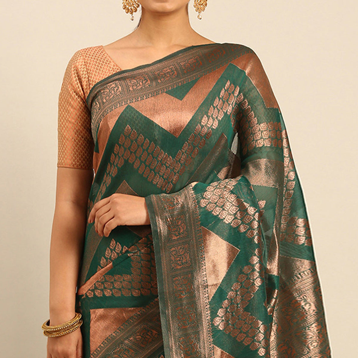 green-floral-woven-cotton-silk-saree-4