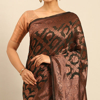 green-floral-woven-cotton-silk-saree-6