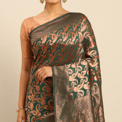 green-floral-woven-cotton-silk-saree-7