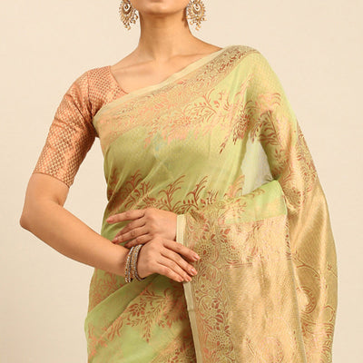green-floral-woven-cotton-silk-saree-9