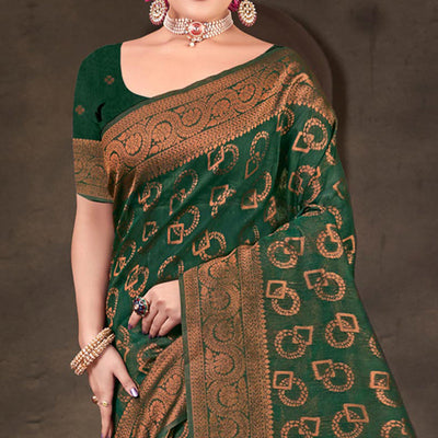 green-woven-printed-cotton-silk-saree
