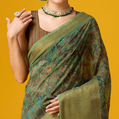 green-digital-printed-cotton-silk-saree-with-border-1