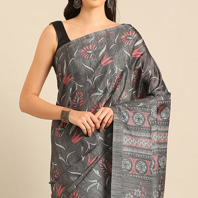 grey-floral-digital-printed-cotton-blend-saree