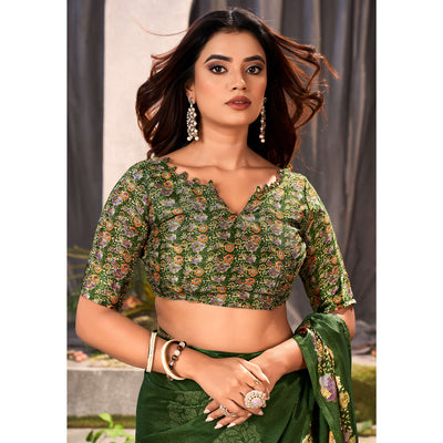 2green-floral-foil-printed-chiffon-saree-with-tassels