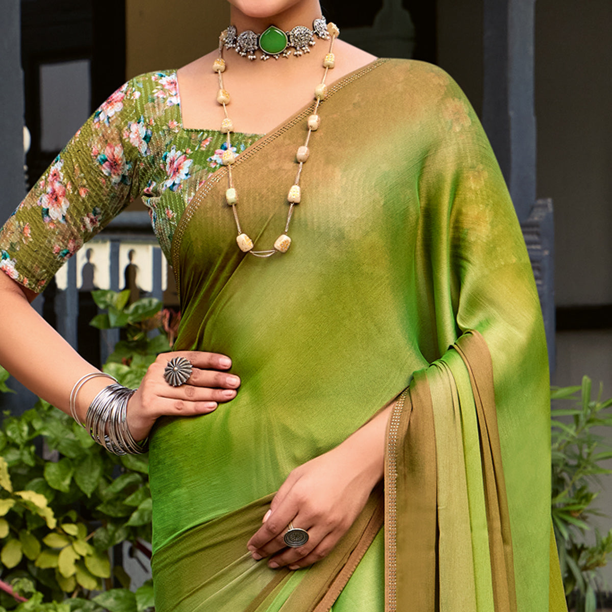 green-ombre-print-chiffon-sarees