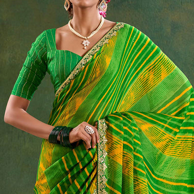 green-printed-chiffon-saree-with-sequins-border-2