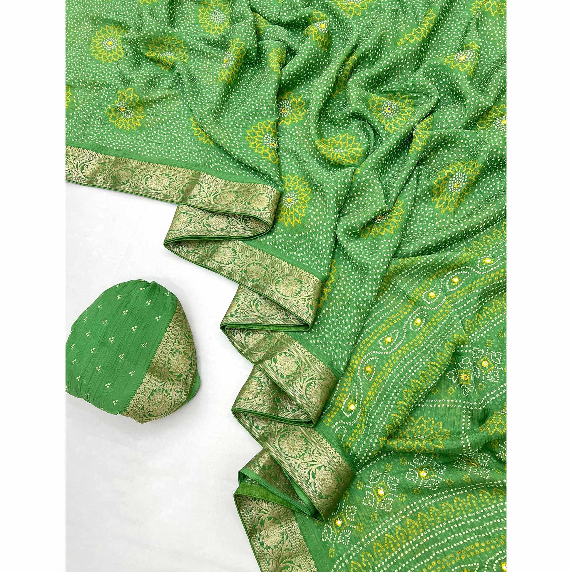 green-bandhani-printed-chiffon-saree-10