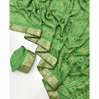 green-bandhani-printed-chiffon-saree-11