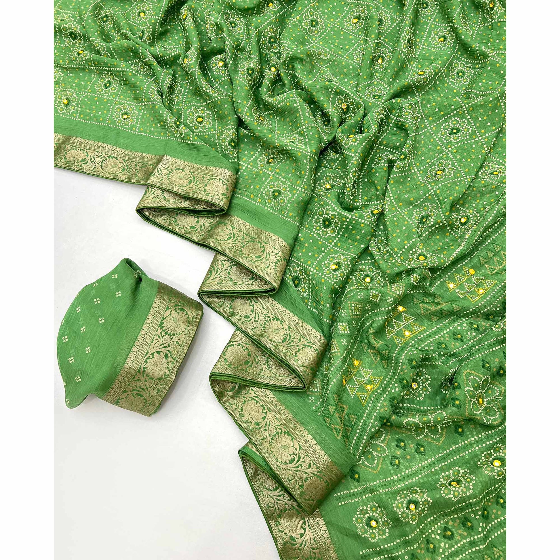 green-bandhani-printed-chiffon-saree-11