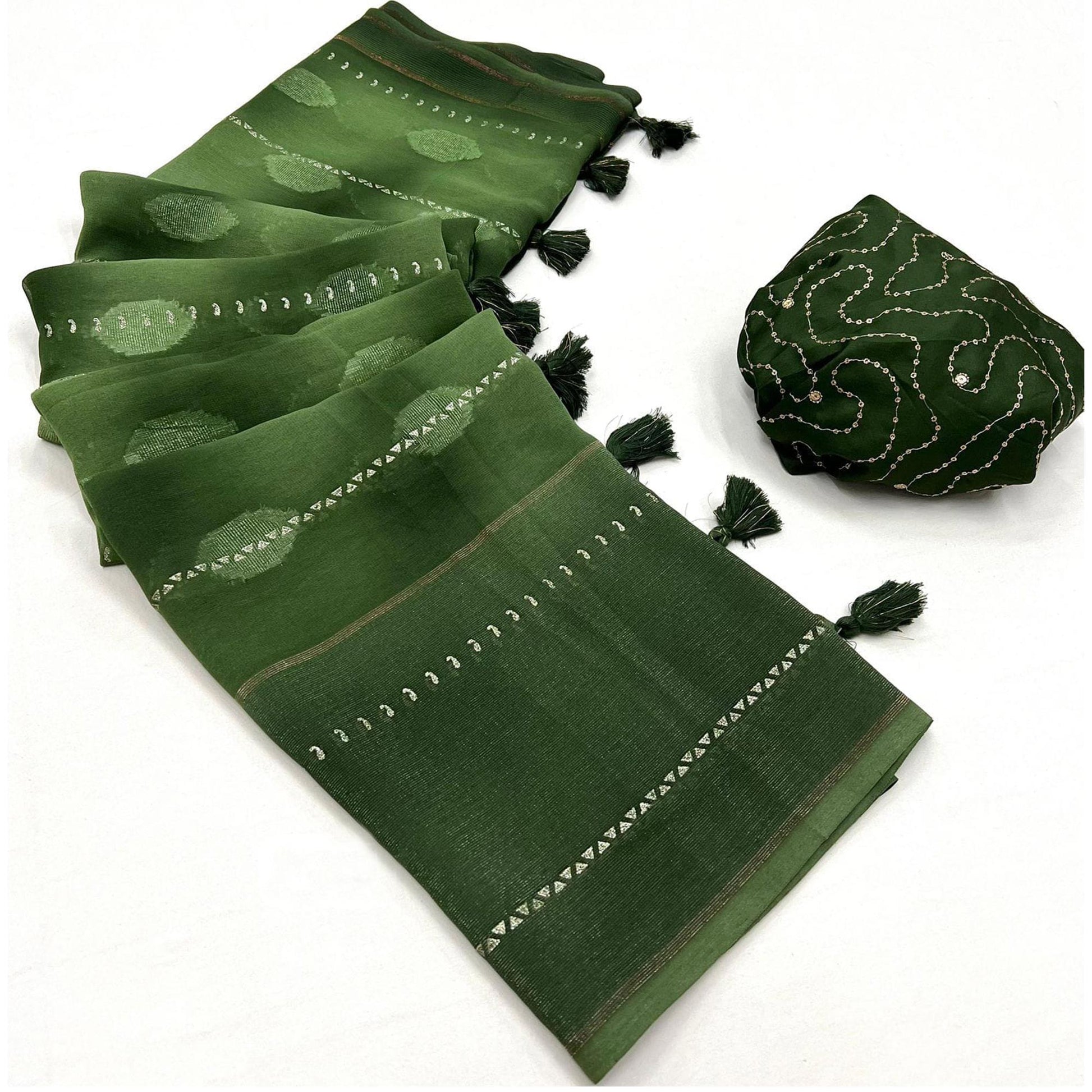 green-woven-fancy-fabric-saree-with-tassels-1